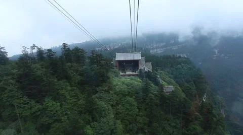 Going down from the top of Emei Mountain in Sichuan,China,shot from the cableway Video stock 67106340
