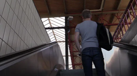 Going up escalator at central station Stock Footage 25787280