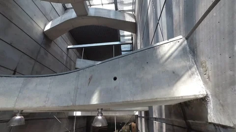 Going up with an escalator in a modern building Stock Footage 111834934