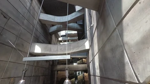 Going up with an escalator in a modern building Stock Footage 111836846