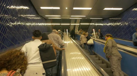 Going up on an escalator in Munich Stock Footage 54268841