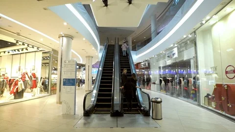 Going Up The Escalator At Shopping Mall Stock Footage 103055233