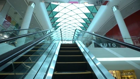 Going Up The Escalator At Shopping Mall Stock Footage 103057517