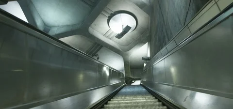 Going up the escalator underground  Stock Footage 126123905