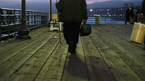 Going Fishing on the Pier Stock Footage 48841404