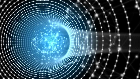 Going forward through an abstract blue tunnel Video stock 80990936