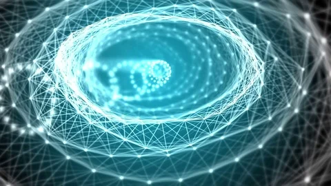 Going forward through an abstract tunnel. Lines and nodes in organic motion Video stock 80991104