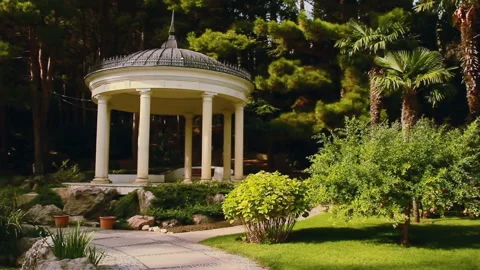 Going to the gazebo in the park Stock Footage 85819416
