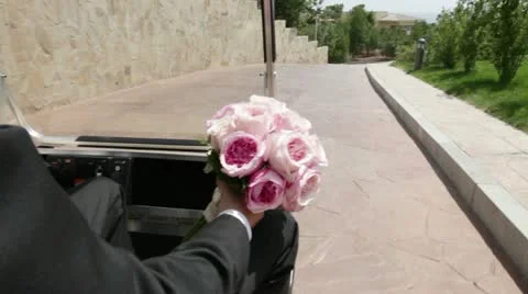 Going groom with a bouquet Stock Footage