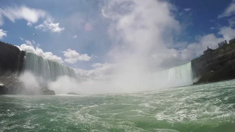 Going into Niagara Falls by Boat Stock Footage 91735876