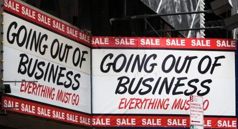 Going out of business sign Stock Photos