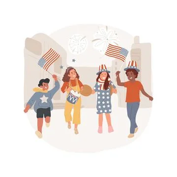 Going to a parade isolated cartoon vector illustration. 库存插图