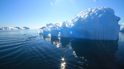 Going past icebergs in Antarctica Stock Footage 87340853
