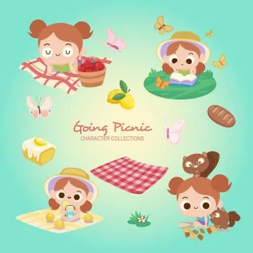 Going Picnic in The Summer Stock Illustration