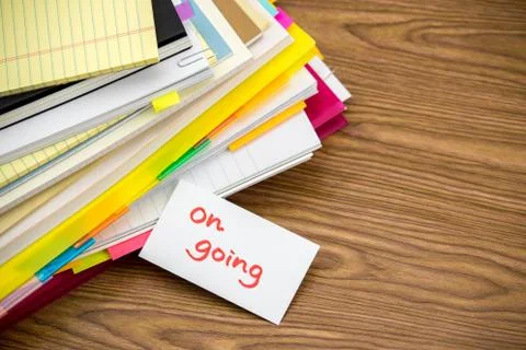 On Going; The Pile of Business Documents on the Desk Stock Photos