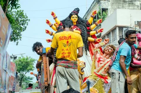 Going to puja pandal Stock Photos