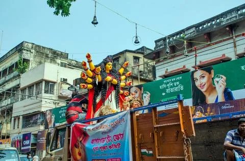 Going to puja pandal Stock Photos