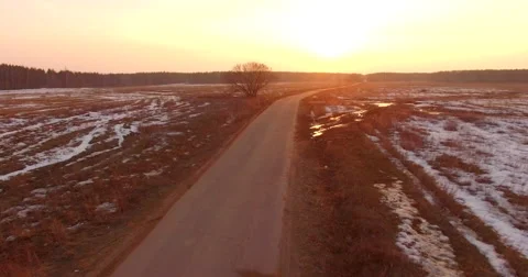 Going on the road at sunset Stock Footage 62682579