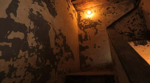 Going up a Scarry staircase. Point of view Stock Footage 37558899