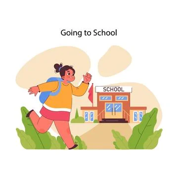 Going to school concept. Flat vector illustration イラスト素材