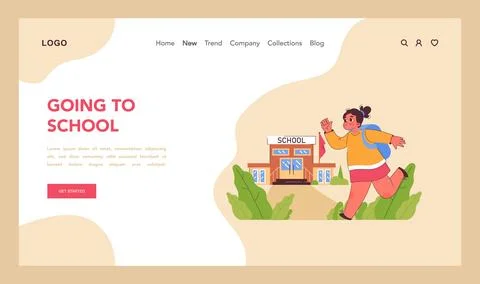 Going to school concept. Flat vector illustration イラスト素材