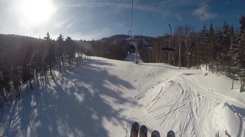 Going up ski lift Stock Footage 35331015