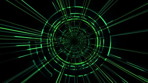 Going through abstract green structure in a shape of digital tunnel Stock Footage 276225449