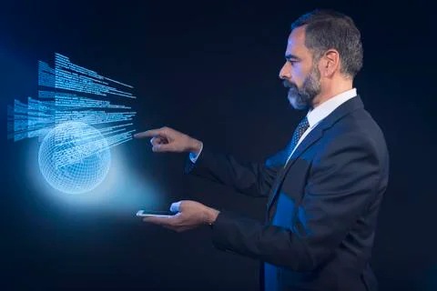Going through global international information Stock Photos