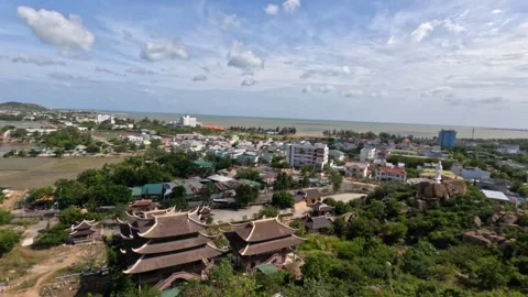 Going through letter R. Phan Rang city cityscape view from a temple Video stock 242133156
