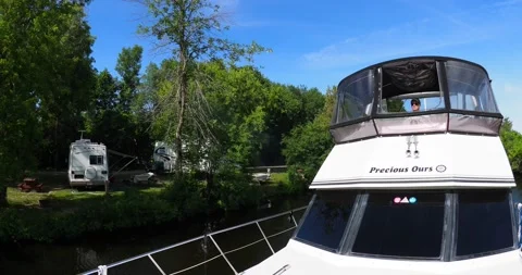 Going through the locks of the Rideau waterway in Ontario Stock Footage 223366500
