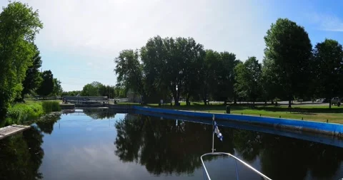 Going through the locks of the Rideau waterway in Ontario Stock Footage 223368023
