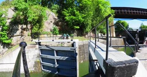 Going through the locks of the Rideau waterway in Ontario Stock Footage 223380568