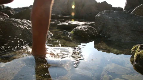 Going Through the Seashore Splashing Water Stock-Footage 40905658