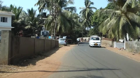 Going trough Candolim in car Stock-Footage 43853695