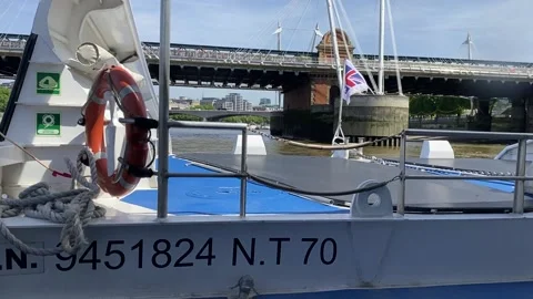 Going Under Bridge on Thames Stock Footage 228741148