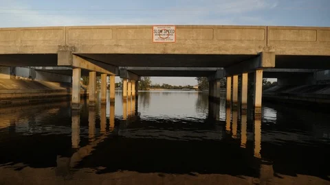 Going Under Canal Bridge On Boat In Cape Coral Florida Hyperlapse 4K Stock Footage 123258552