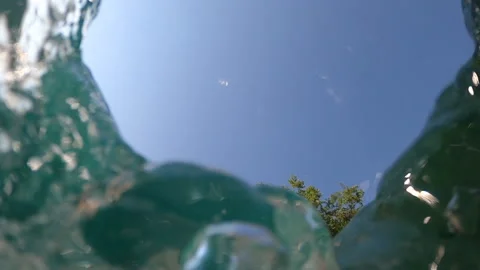Going underwater POV. Submerging under water surface Stock Footage 137143866