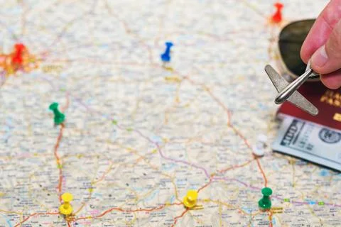 Going to the vacation trip by plane idea Foto stock