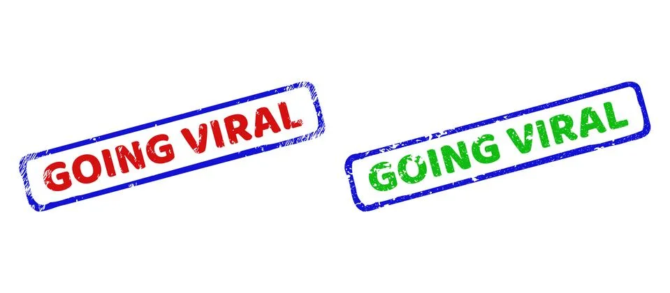 GOING VIRAL Bicolor Rough Rectangle Stamps with Distress Styles Stock Illustration
