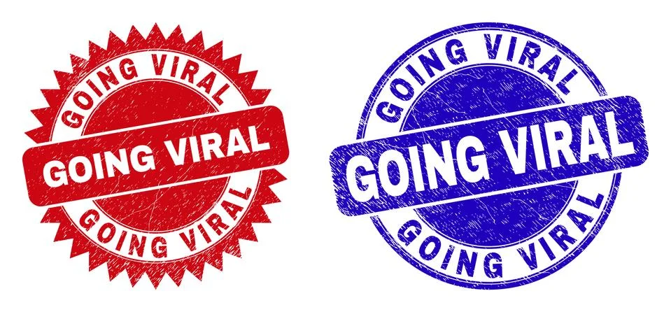 GOING VIRAL Rounded and Rosette Stamp Seals with Rubber Surface Illustrazione stock