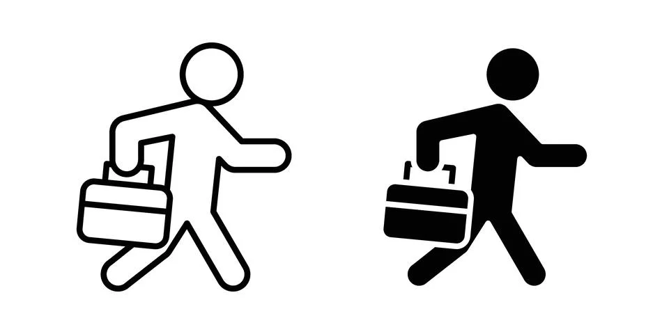 Going to work icon linear versions pack on white background Stock Illustration