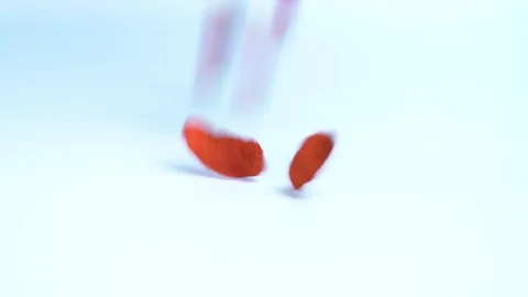 Goji Berries Authentic Slow Motion Falling 1 Stock Footage 94445173