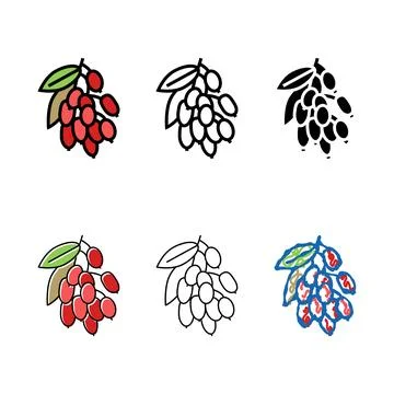 Goji berry and range leaves color icon vector Stock Illustration