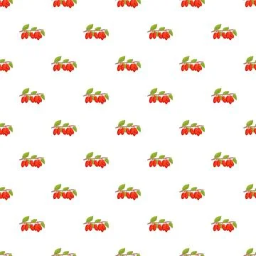 Goji berry branches repeating seamless pattern Illustrazione stock