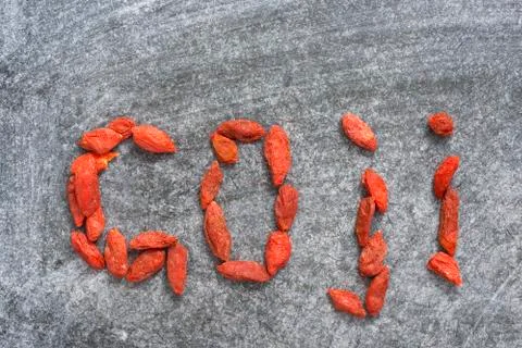 Goji word Stock Photos