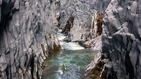 Gola dell'Alcantara / Alcantara Gorges, Motta Camastra, Sicily, Italy Stock Footage