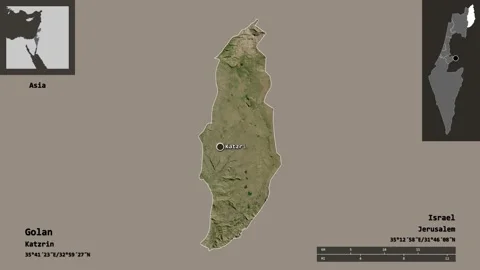 Golan location. Israel. Satellite map Stock Footage 135370625
