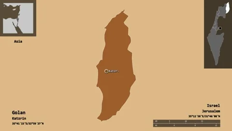 Golan location. Israel. Solid patterned map Stock Footage 135370606