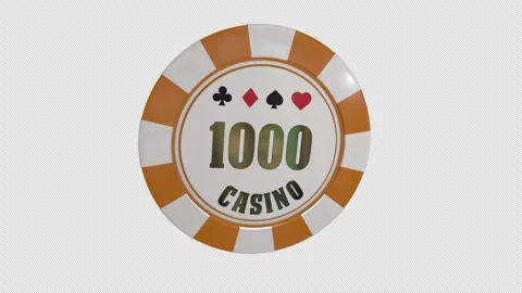 Gold 1000 Value Cacino Chip with alpha channel Video stock 344680853