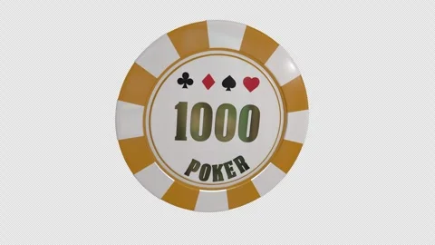 Gold 1000 Value Poker Chip 3D Illustration With Alpha Channel Stock-Footage 343431423